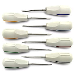 Show details for Dental Luxating Elevators Set of 8 White Plastic Handle Picture of Dental Luxating Elevators Set of 8 White Plastic Handle