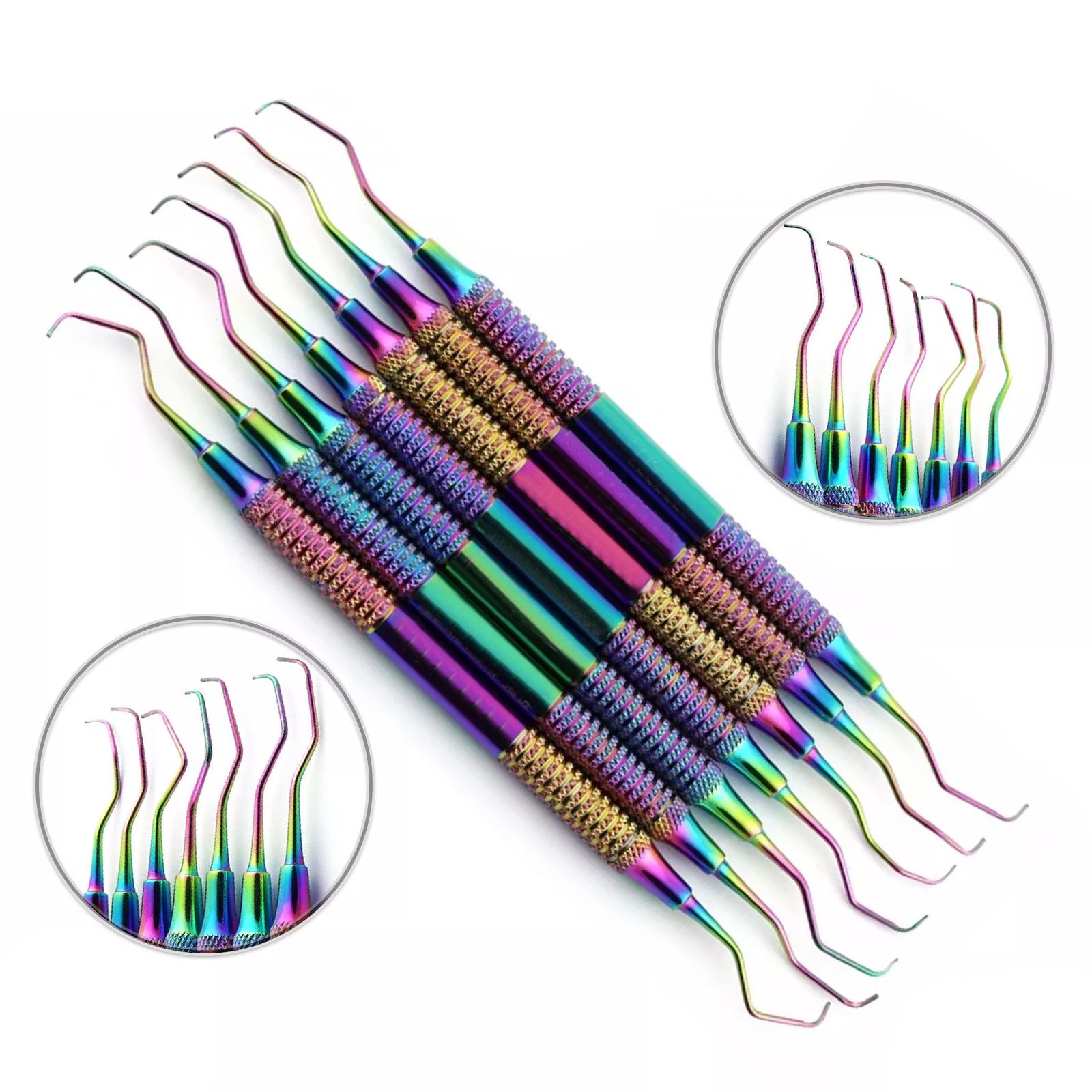 Picture of Dental Gracey Curettes - Set of 7 - Multi Color - Hollow Handle