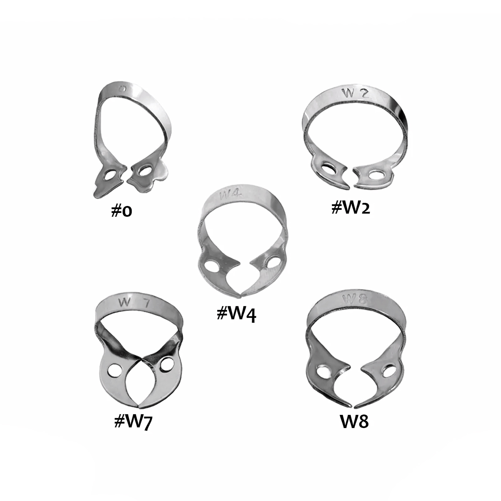 Picture of Dental Wingless Rubber Dam Clamps Set of 5