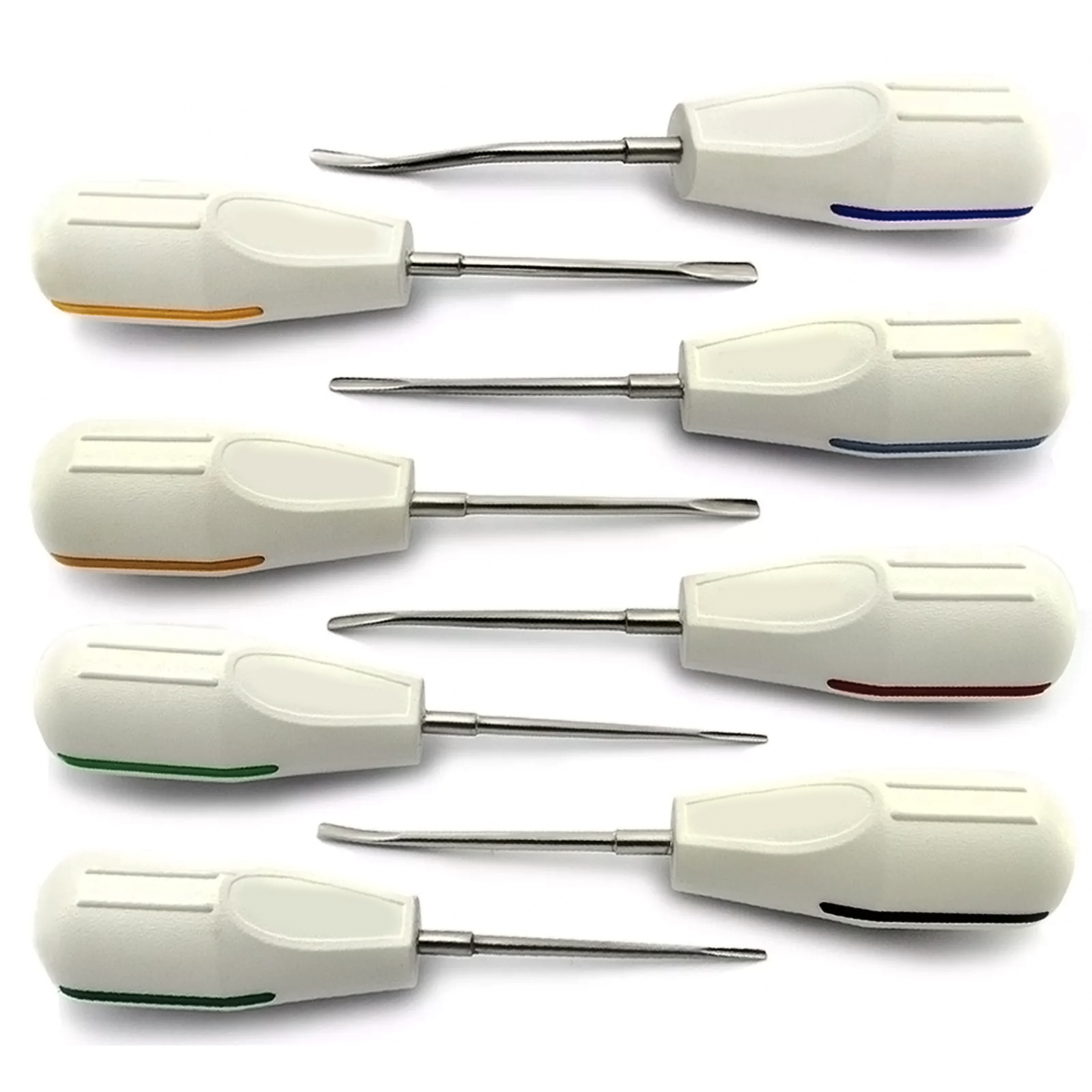 Picture of Dental Luxating Elevators Set of 8 White Plastic Handle