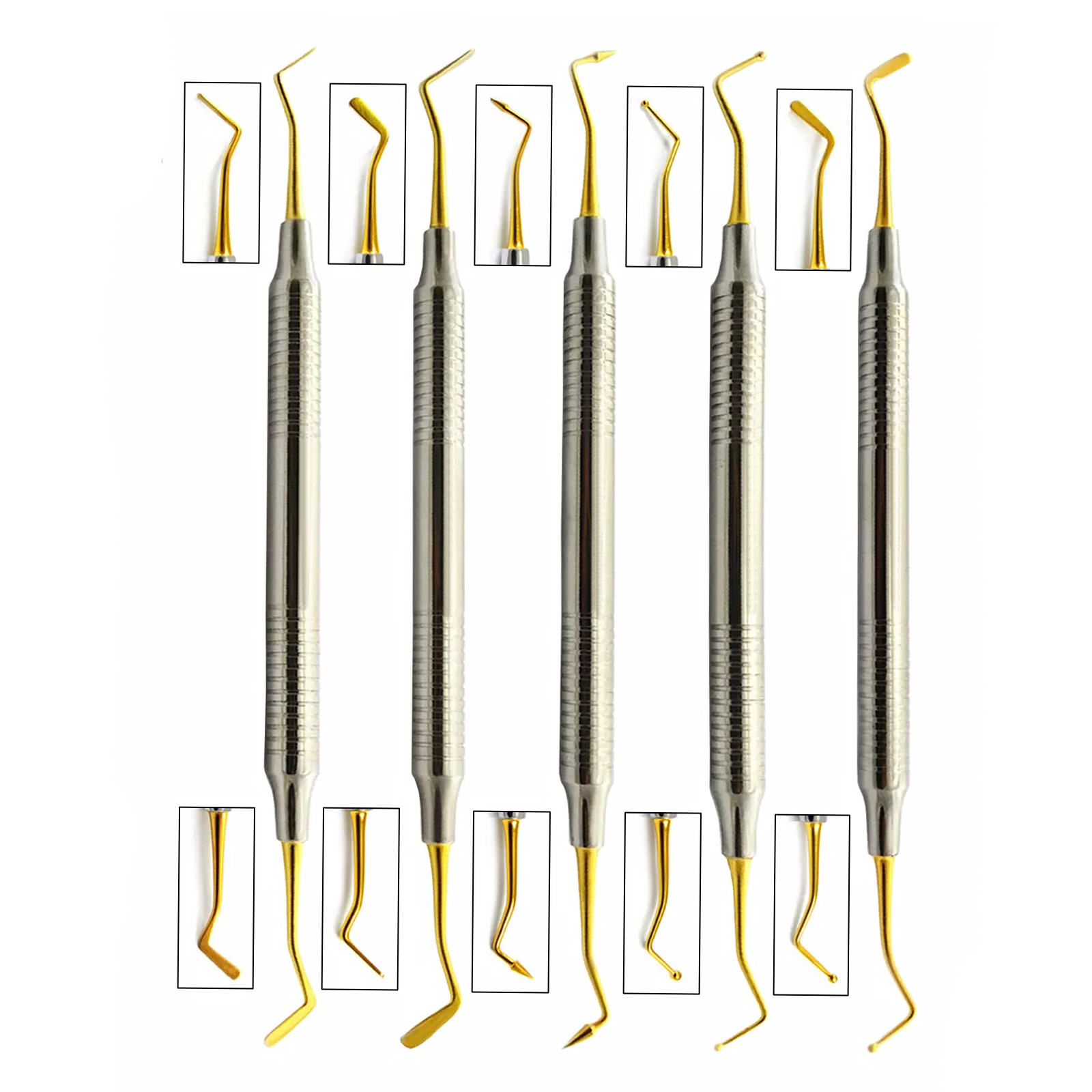 Picture of Dental Composite Filling Instruments Set of 5 Hollow Gold